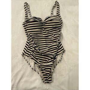 Bond-Eye Australia Swimsuit Size 14 US 10 One Piece Ruched Sweetheart Striped